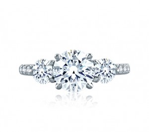 A. Jaffe Three Stone Round Engagement Ring