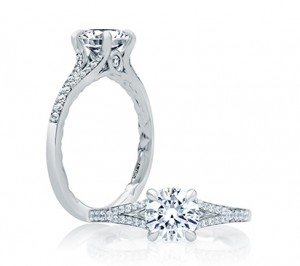 A. Jaffe Quilted Micro Pave Round Engagement Ring