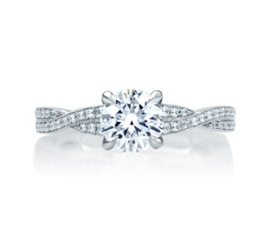 A. Jaffe Crossover Diamond Shank Engagement Ring