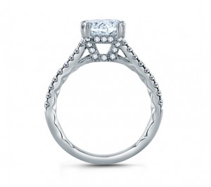 A. Jaffe East/West Oval Cut Four Prong Engagement Ring