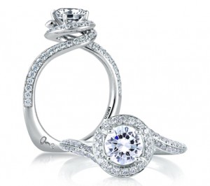 A. Jaffe Signature Spiral Halo Engagement Ring