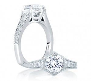 A. Jaffe Deco Pentilinear Pave Engagement Ring
