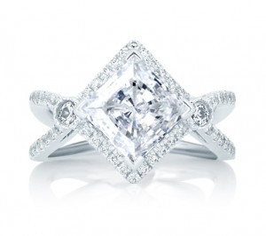 A. Jaffe Deco Double Shank Bubble Prong Engagement Ring