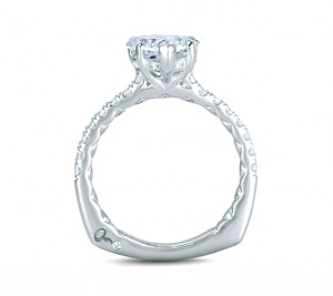A. Jaffe An Ode To True Love. Charming French Pave Setting Quilted Engagement Ring