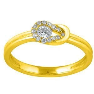 Beautiful Everlon Diamond Knot Ring in 14k Yellow Gold