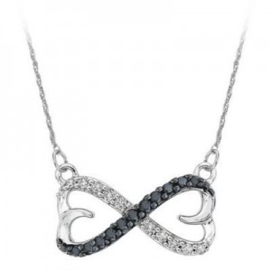 Sterling Silver Black & White Diamond Infinity Pendant