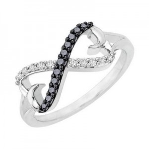 Chic Black & White Diamond Infinity Ring