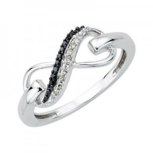 Black & White Sterling Silver Infinity Ring