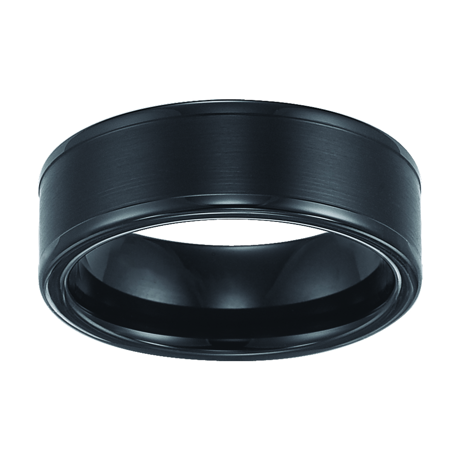 Black Tungsten Carbide Satin Finish Flat Center Comfort Fit Wedding Band