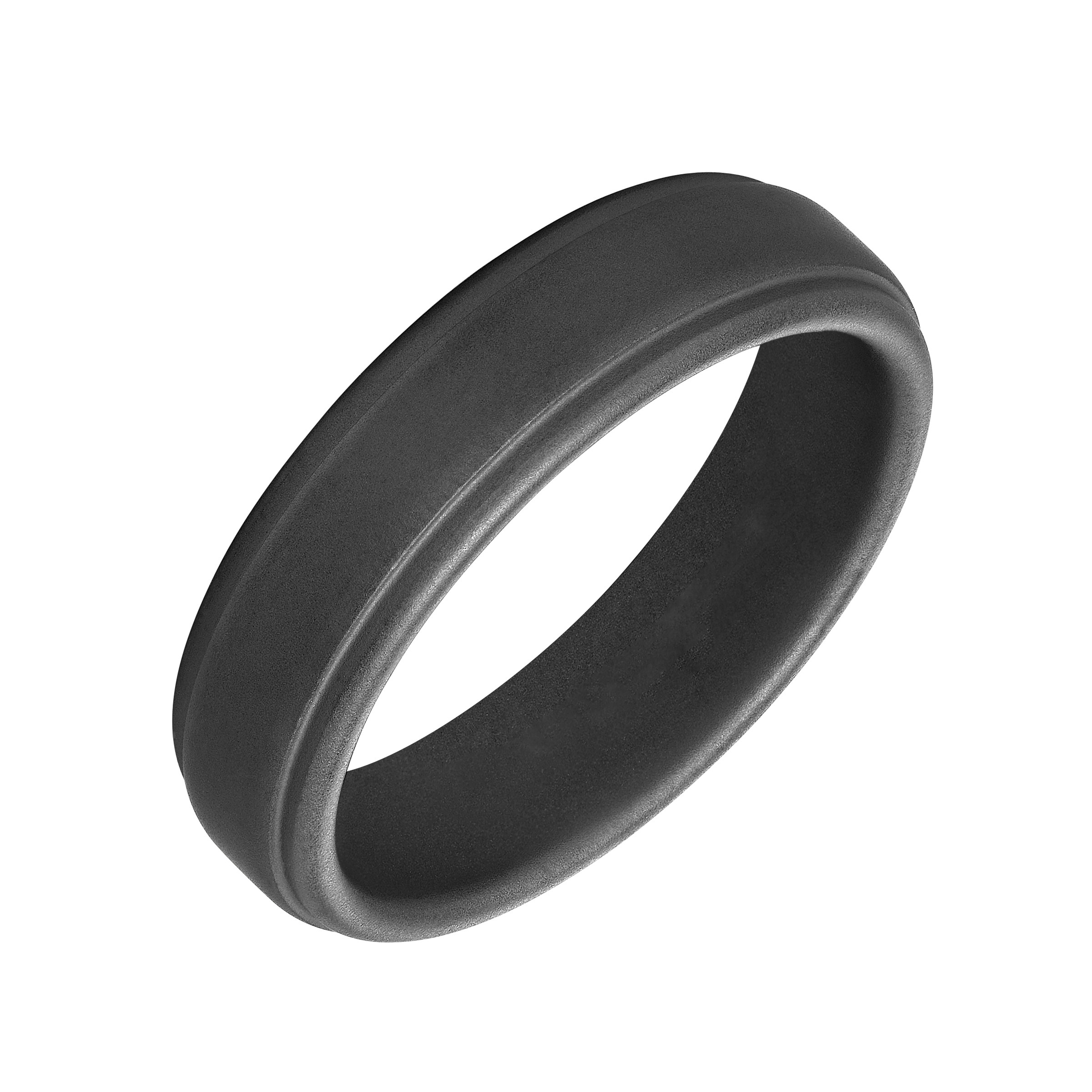 Black Tungsten Step Edge Band with Sandblast Finish