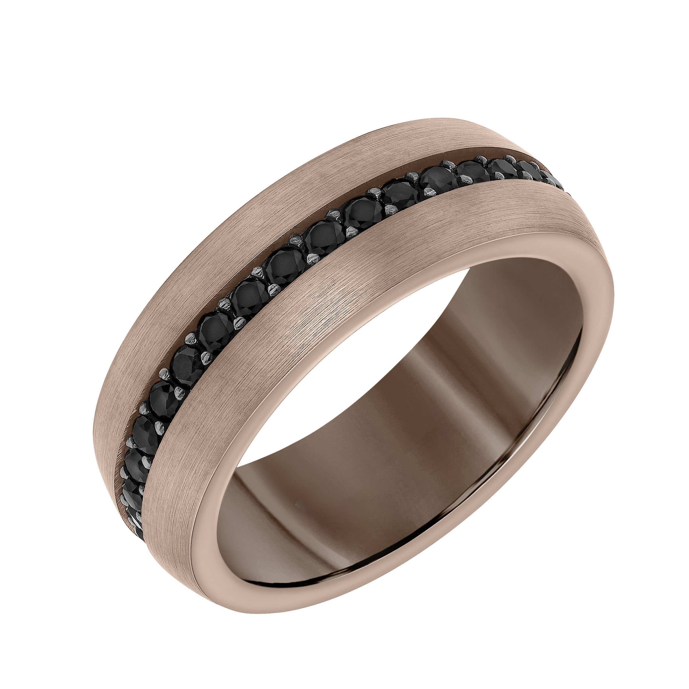 Brown Tungsten All Around Black Sapphire Band