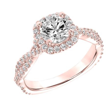 Diamond  Engagement Ring with Halo and Twist