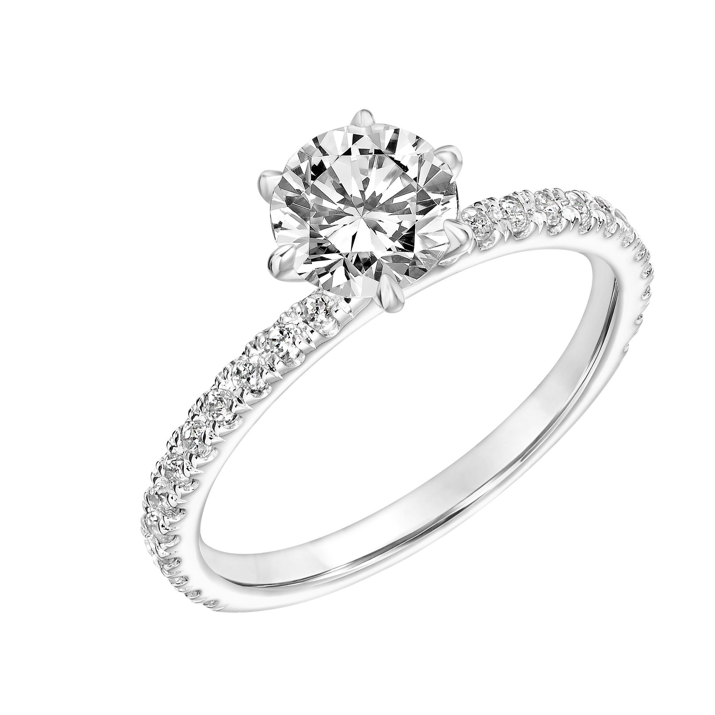 Elegant Six Prong Round Diamond Engagement Ring