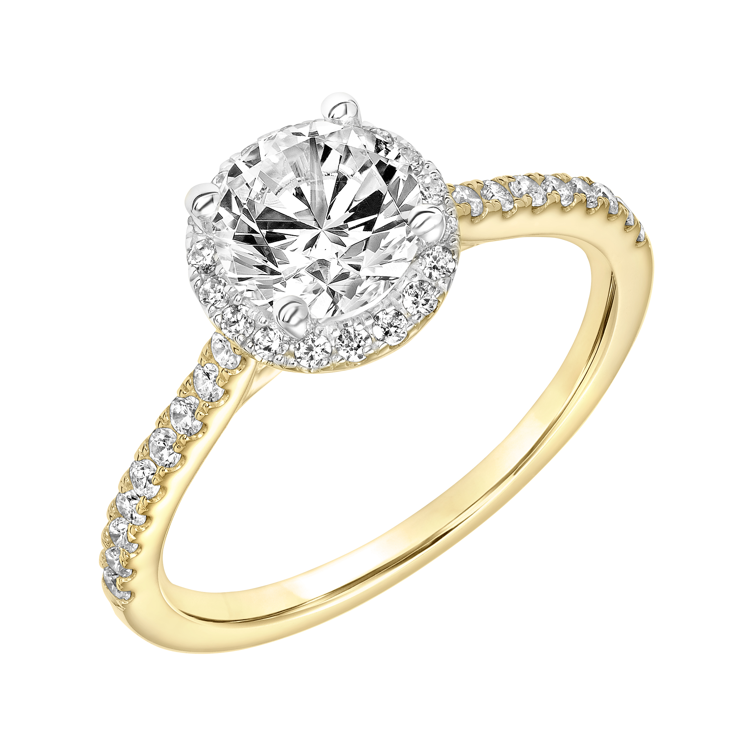 Two - Tone Round Diamond Engagement Ring with Halo