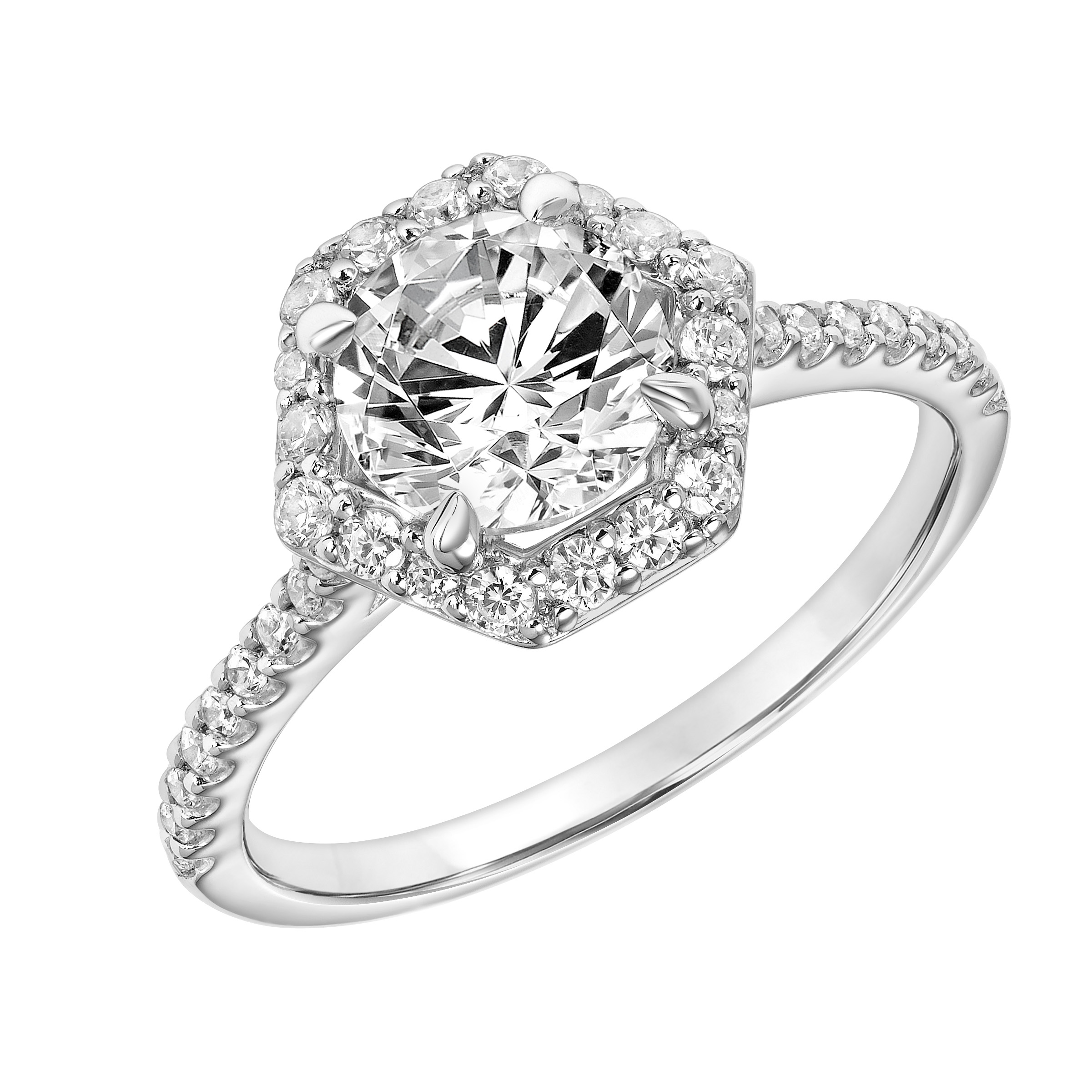 Hexagonal Diamond Engagement Ring