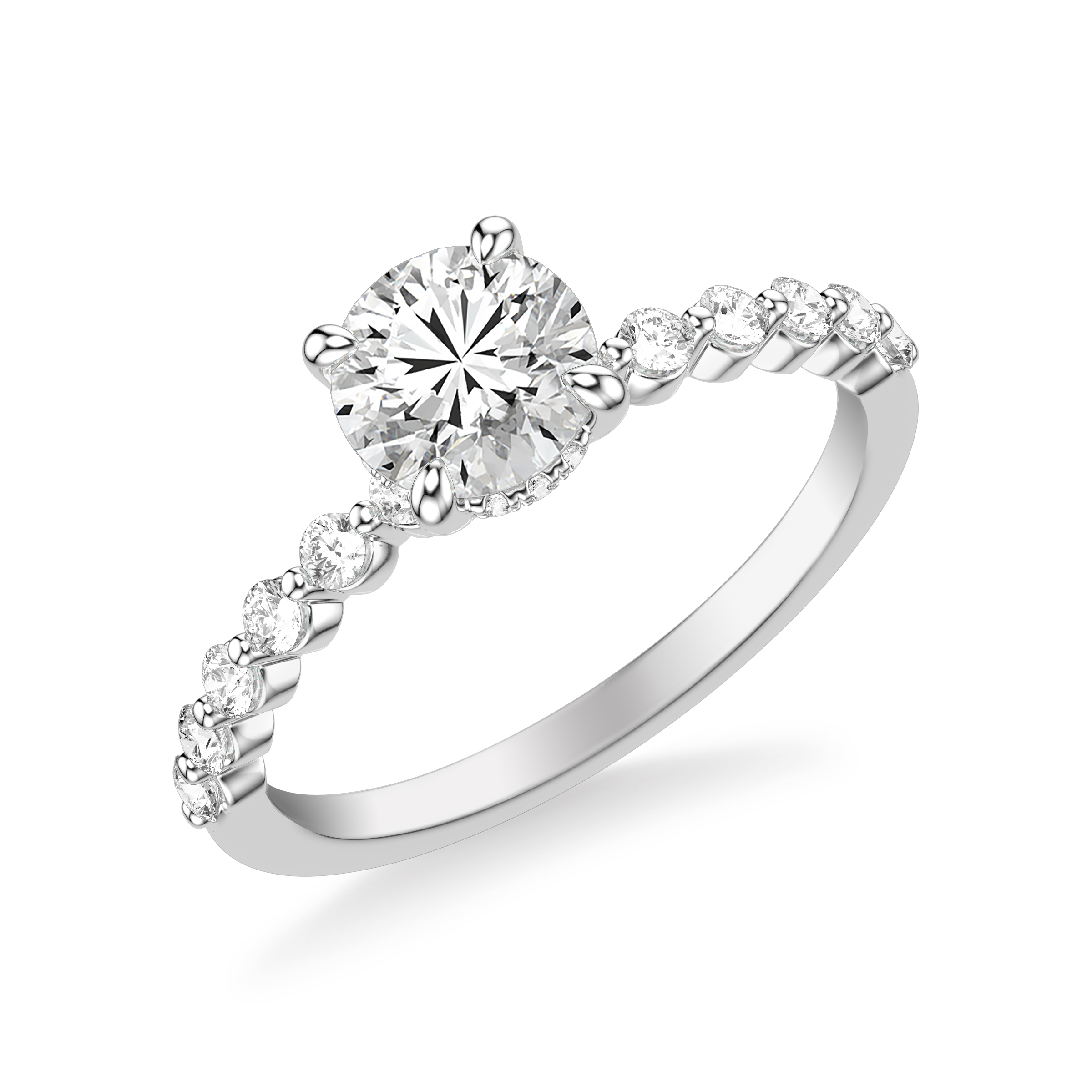 Round Diamond Engagement Ring  with Single Shared Prong