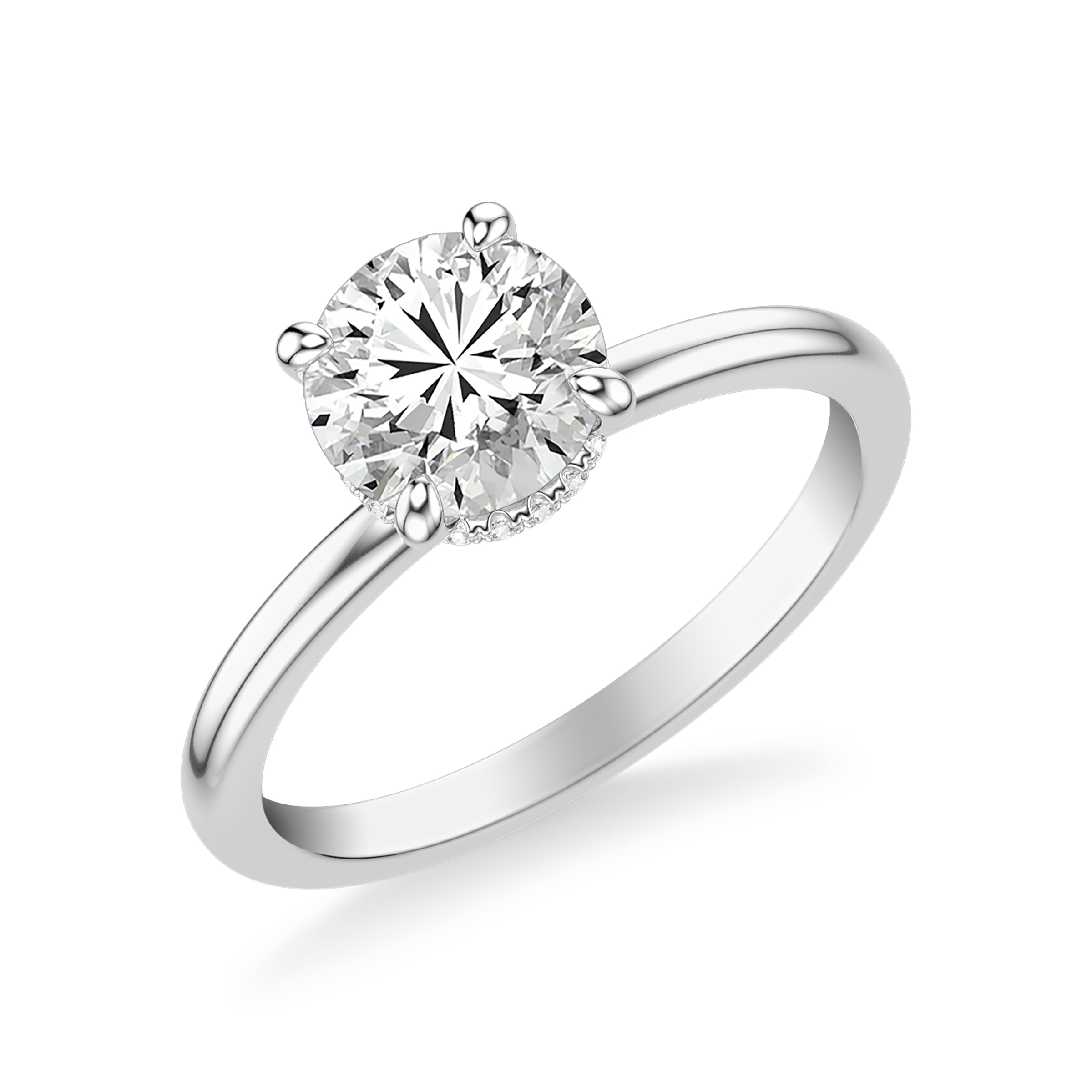 Sleek Diamond Engagement Ring with Hidden Halo