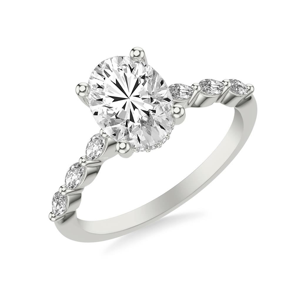 Diamond Engagement Ring with Marquise Shared Prong Sides