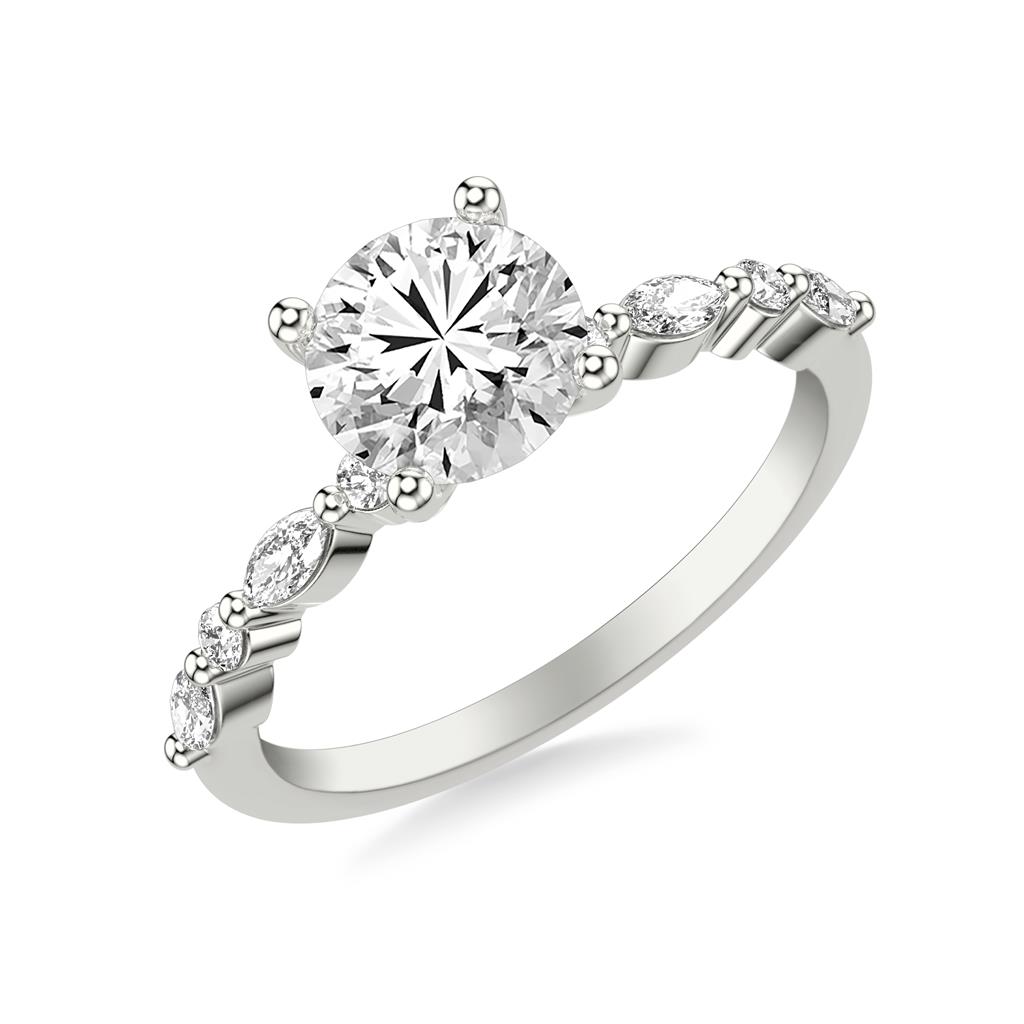 Diamond Engagement Ring with Marquise Diamond Sides