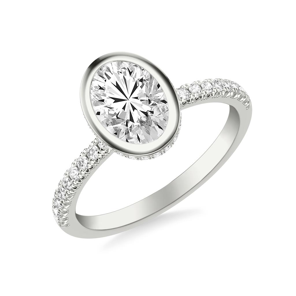 Bezel Set Diamond Solitaire Engagement Ring with Hidden Diamonds