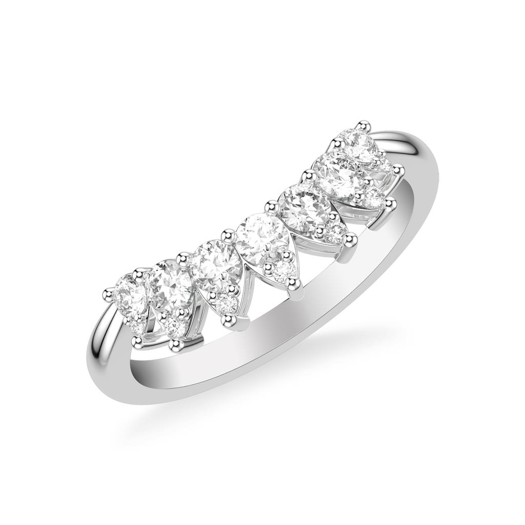 Pear Shape Curved Diamond Band with Round Diamonds