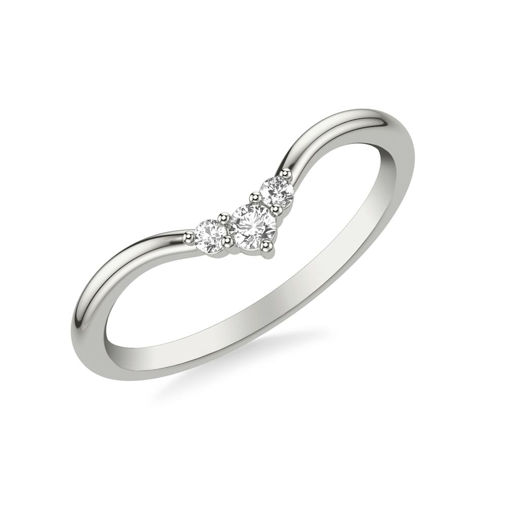 Chevron Band with 3 Stone Diamond Accent