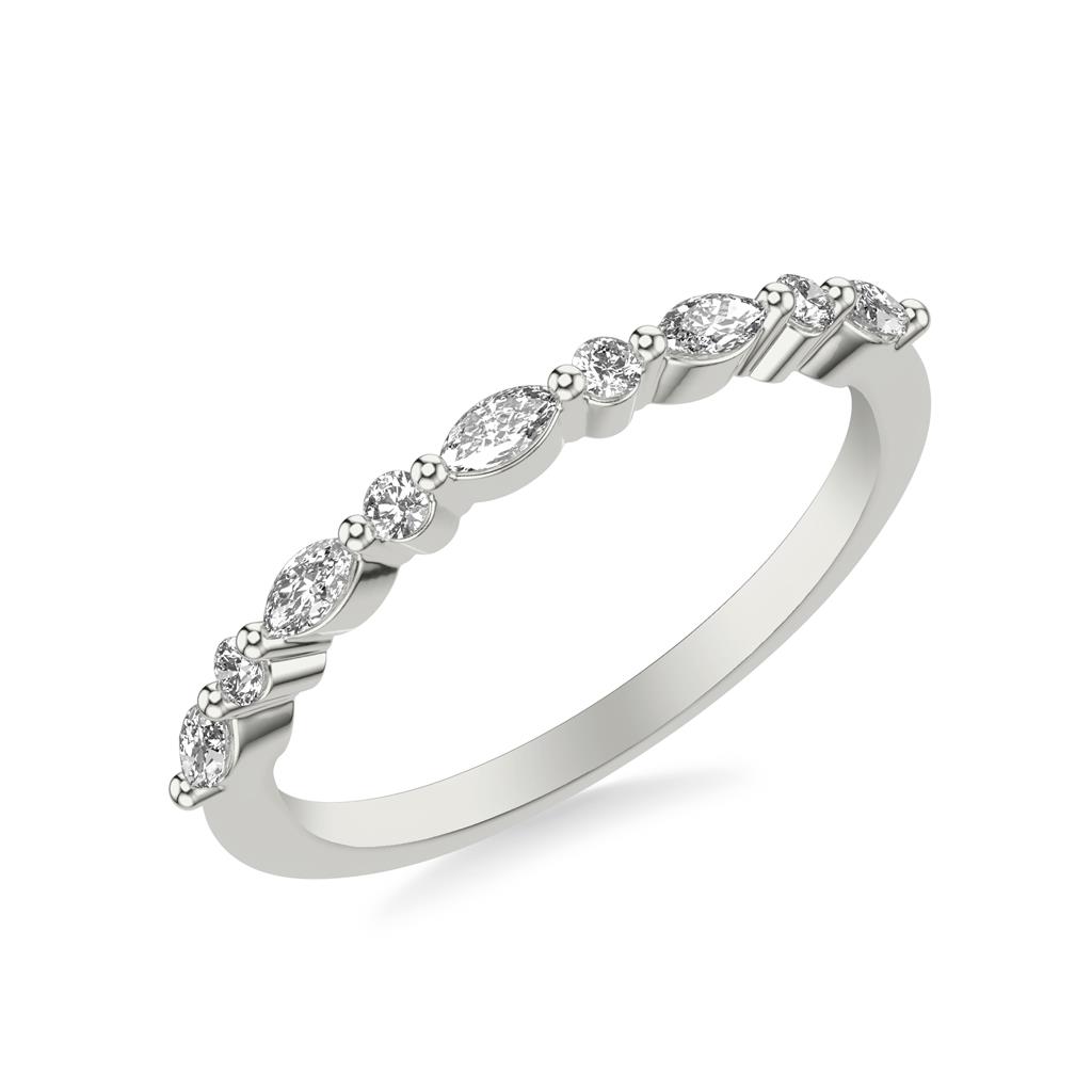 Stackable Diamond Band with Alternating Round and Marquise Diamonds