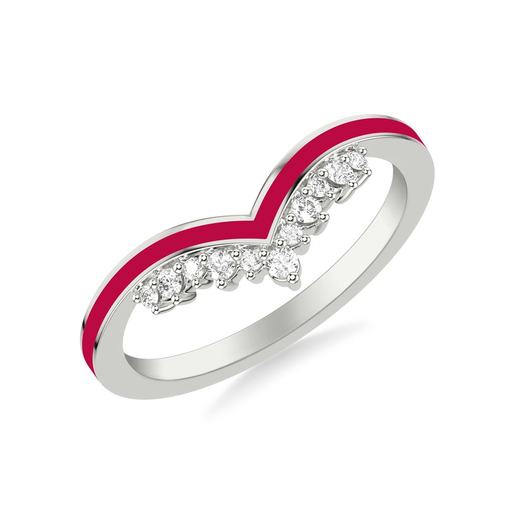 Tiara Style Band with Eternity Pink Ceramic and Graduated Round Diamonds