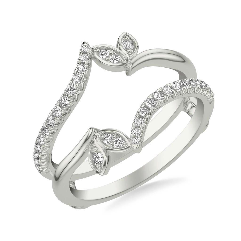 Floral Bypass Ring Enhancer with Petal Accents