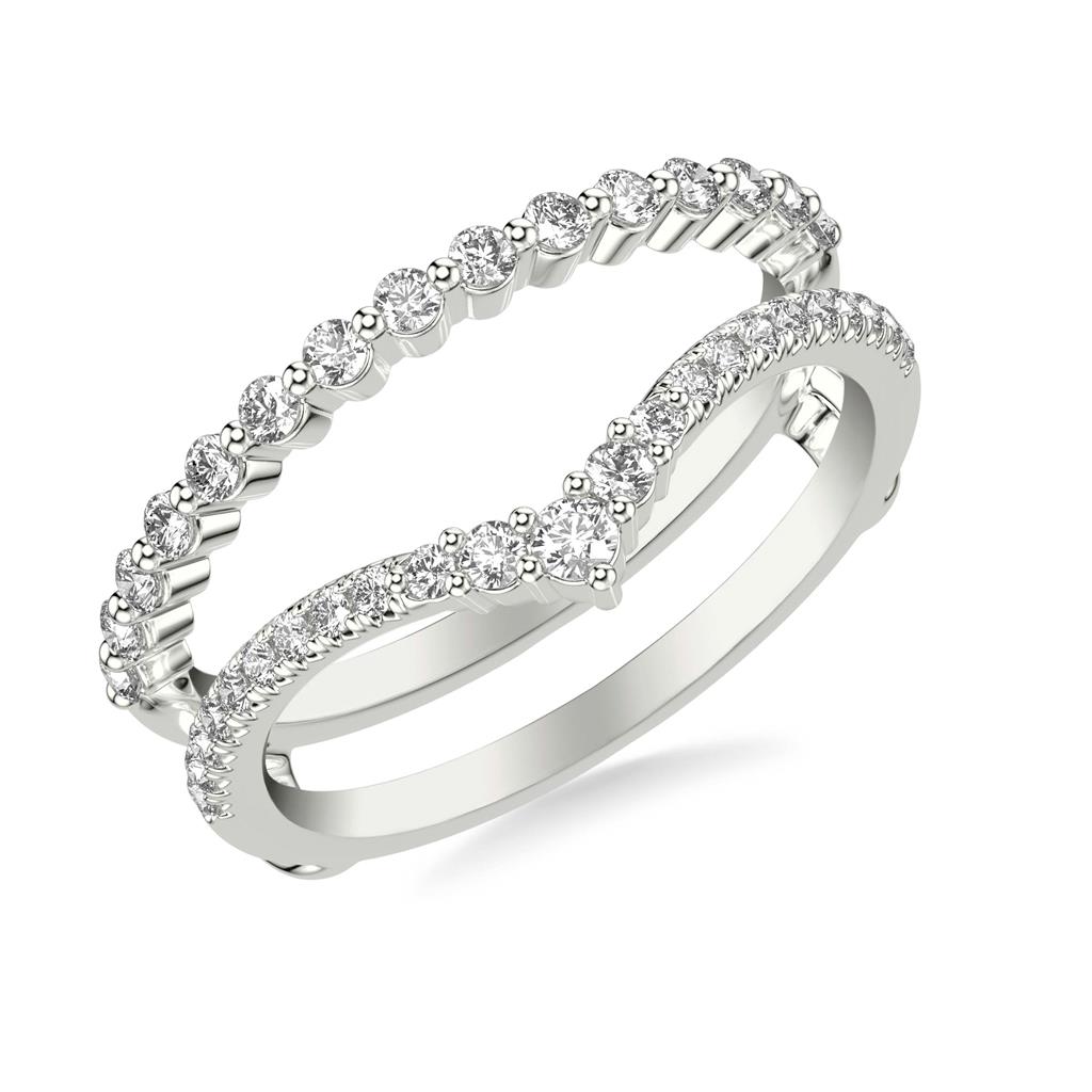 Contemporary Asymmetrical Straight and V-Shape Diamond Ring Enhancer
