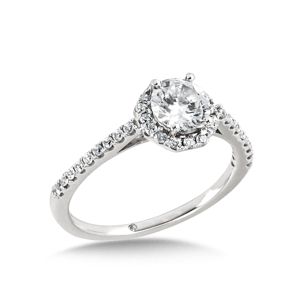 Octagonal Halo Diamond Engagement Ring
