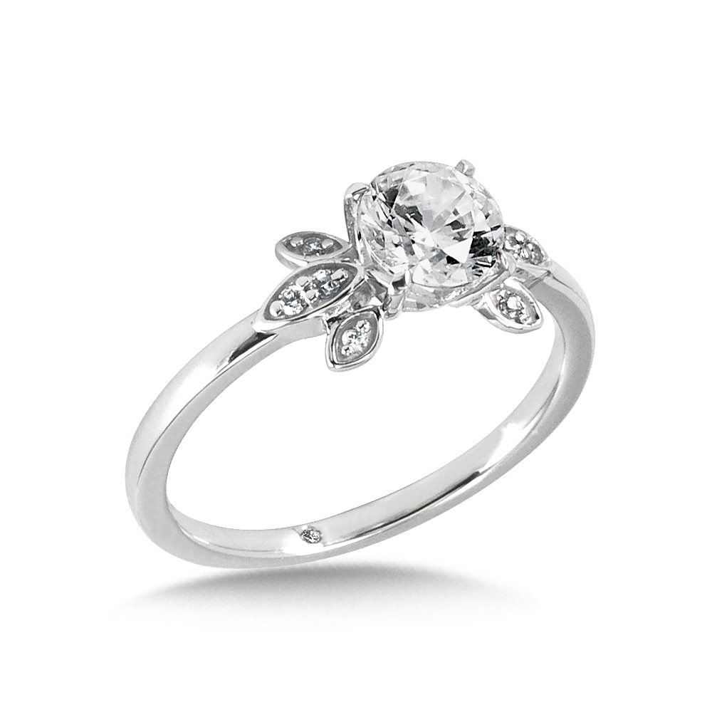 Diamond Engagement Ring with Leaf Accents
