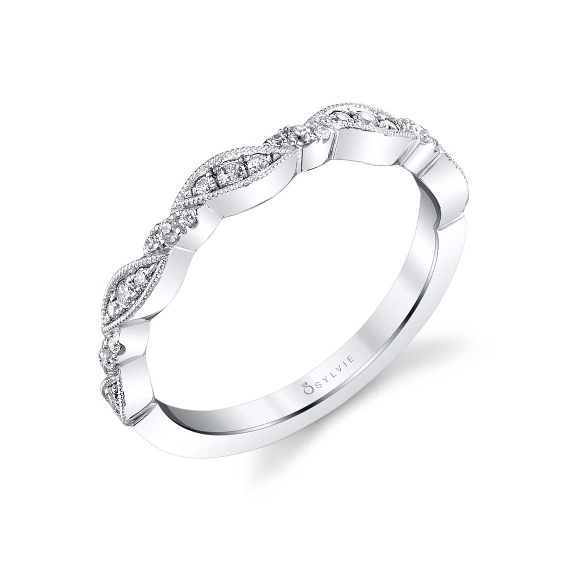 Vintage Inspired Stackable Diamond Wedding Band