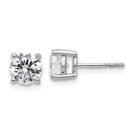 Round 14kwg Lab Grown Stud Earrings 2ctw