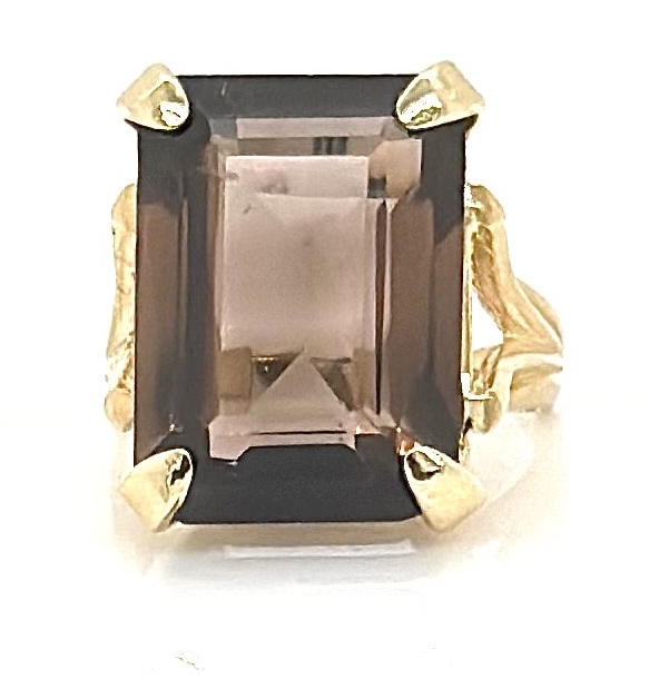 Estate 10KYG Smokey Quartz Ring