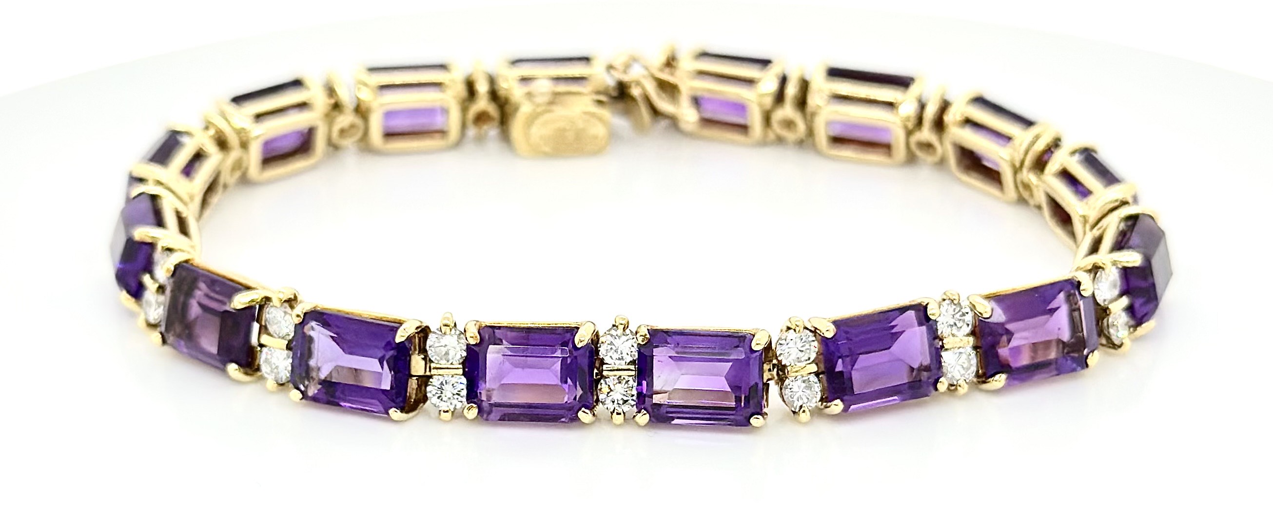 Estate 18KYG Amethyst Diamond Bracelet