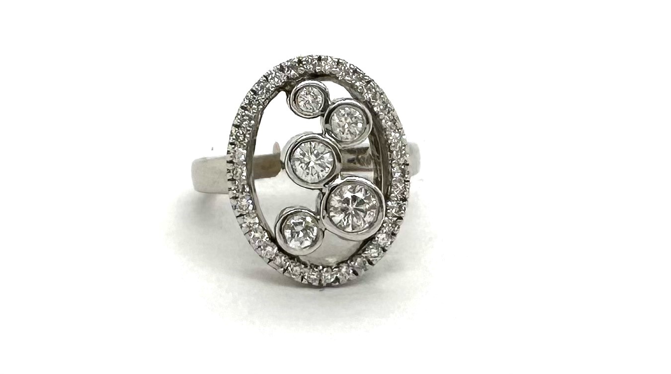 Estate 14KWG Oval Diamond Fashion Ring