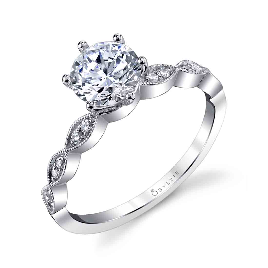 Chanelle  Diamond Engagement Ring with Marquise Scallop