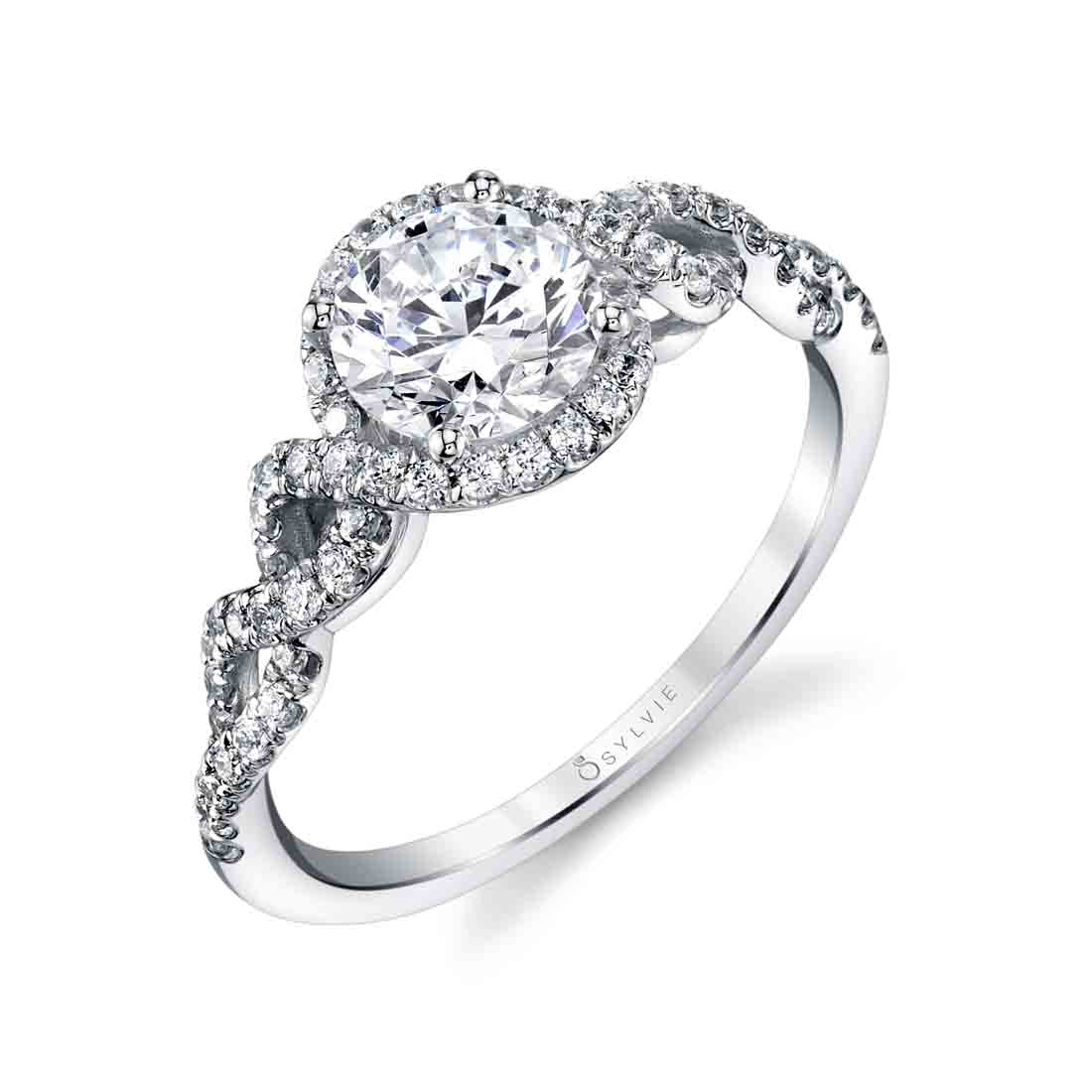 Audrey Spiral Diamond Engagement Ring with Halo