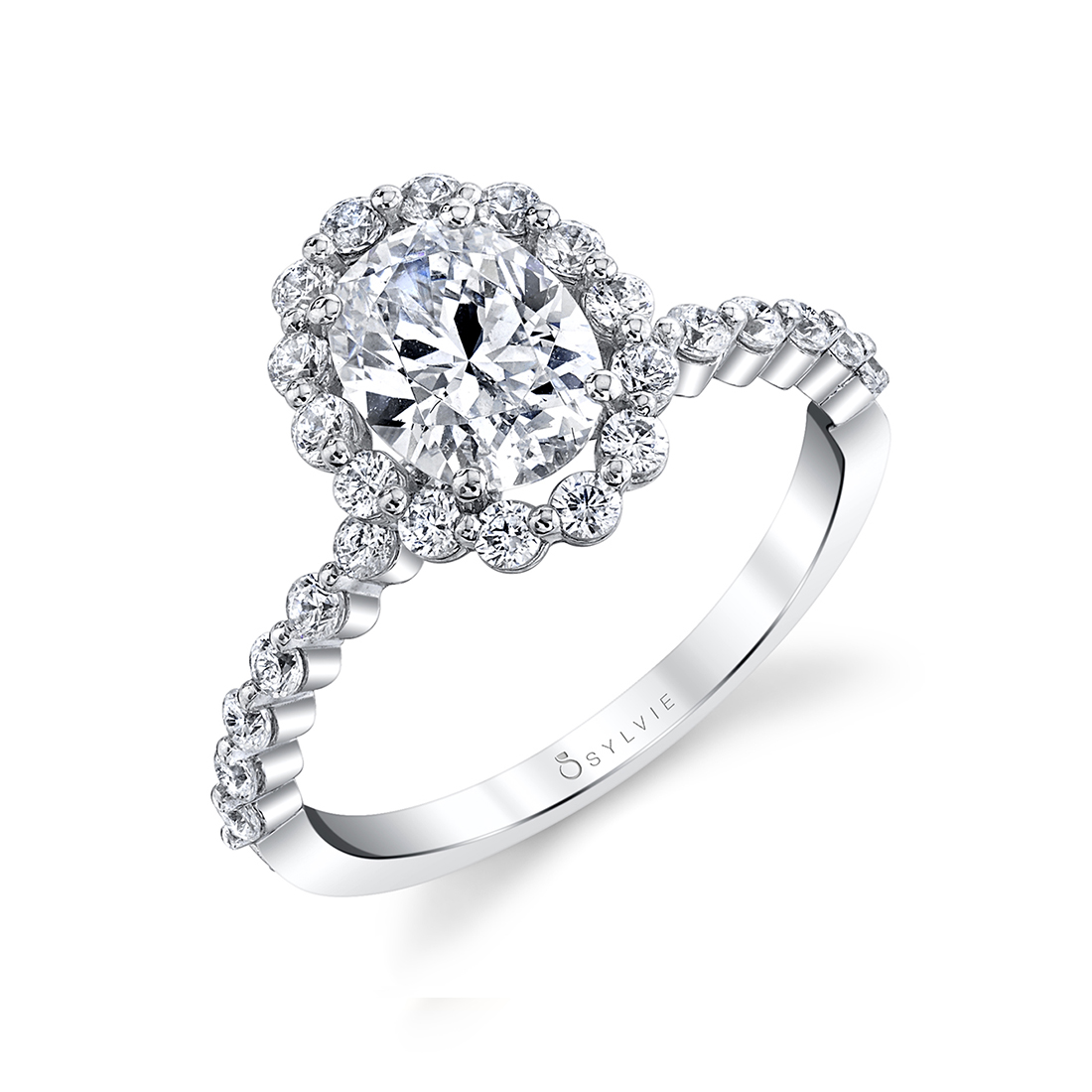 Athena Oval Diamond Engagement Ring with Halo