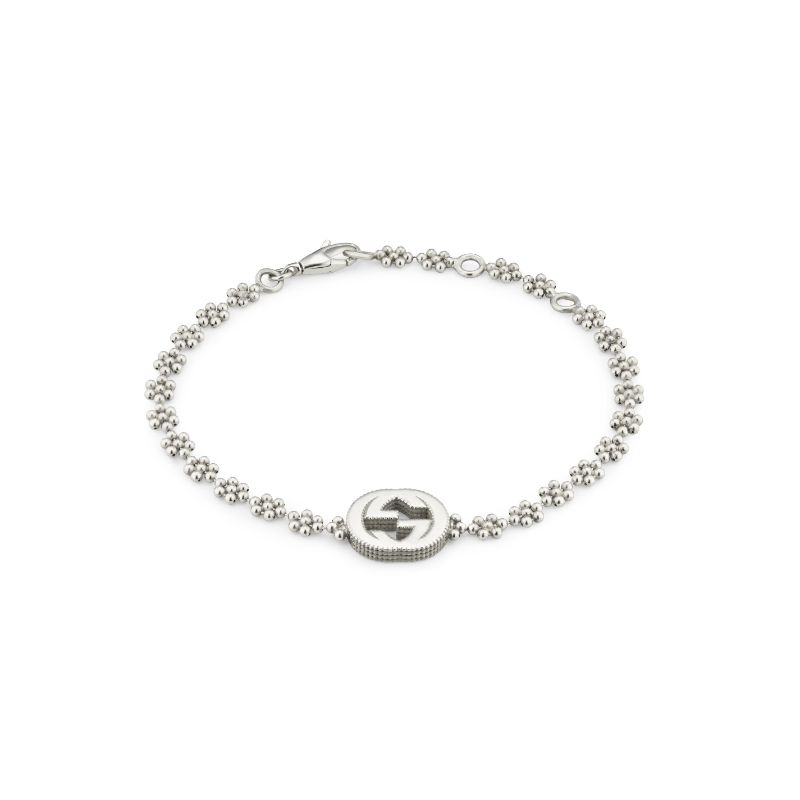 Gucci Interlocking G Bracelet with Flower Beaded Chain