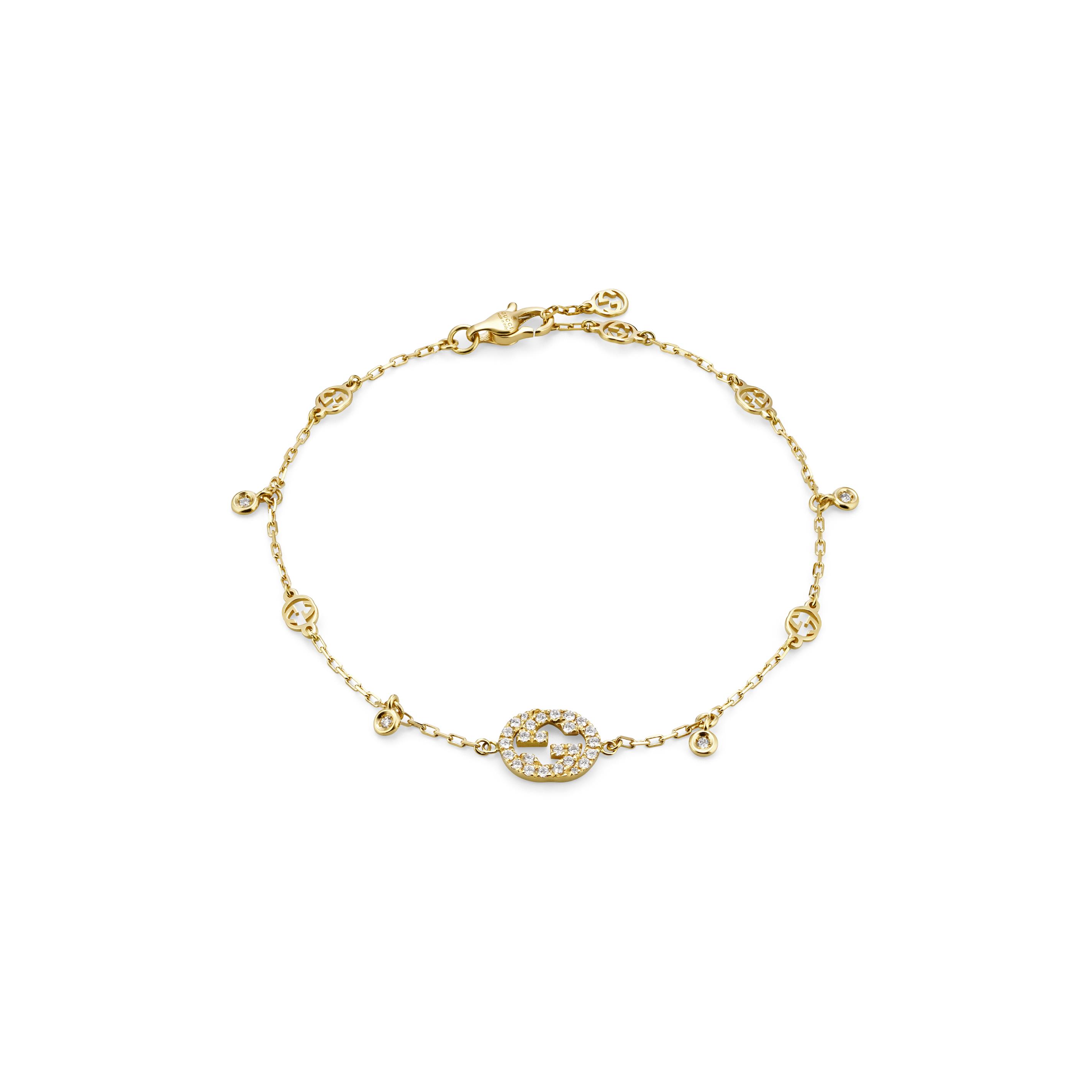 Gucci Interlocking G Bracelet in yellow Gold with Diamonds