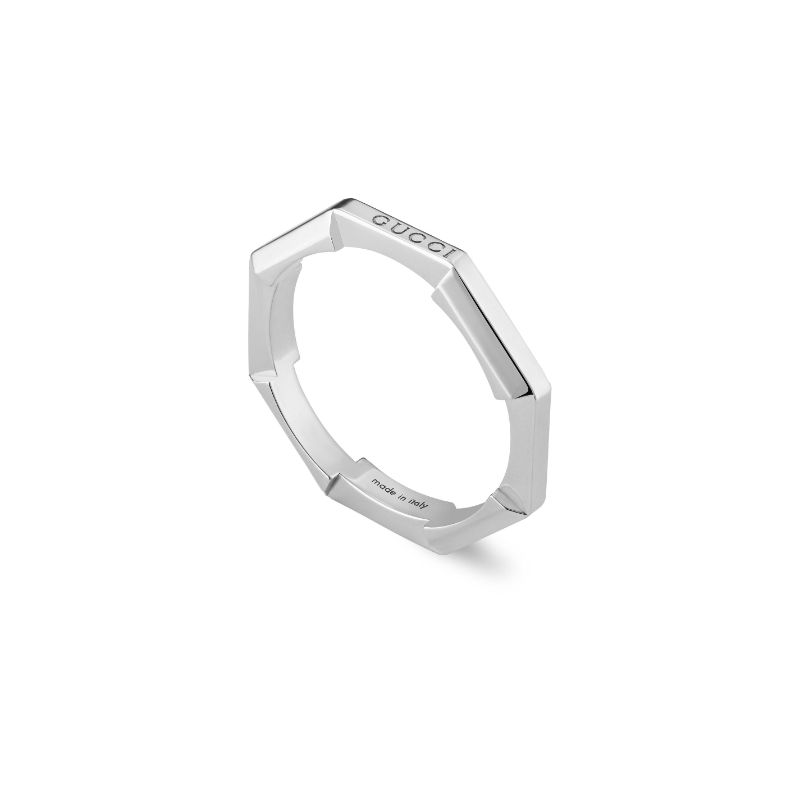 Gucci Link To Love Mirror Finish Ring in White Gold