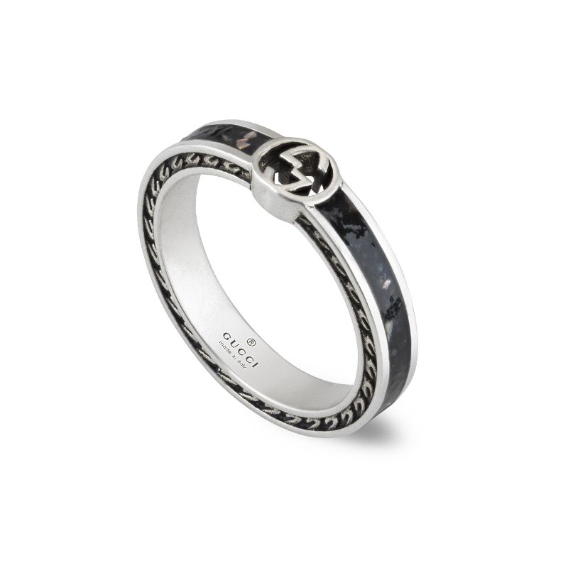 Gucci Interlocking G Black Enamel Ring