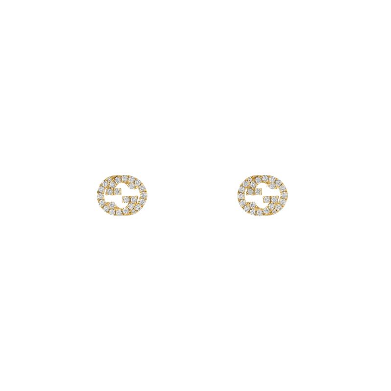 Gucci Interlocking G Gold and Diamond Earrings