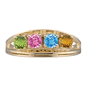 Mothers Ring style 3 Birthstone Ring with 4 Stones