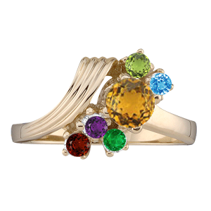 Mothers Ring style 4 Birthstone Ring with 6 Stones