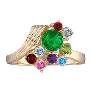 Mothers Ring style 4 Birthstone Ring with 9 Stones