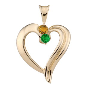 Birthstone Heart Necklace style 83 with 2 Stones