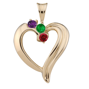 Birthstone Heart Necklace style 83 with 3 Stones